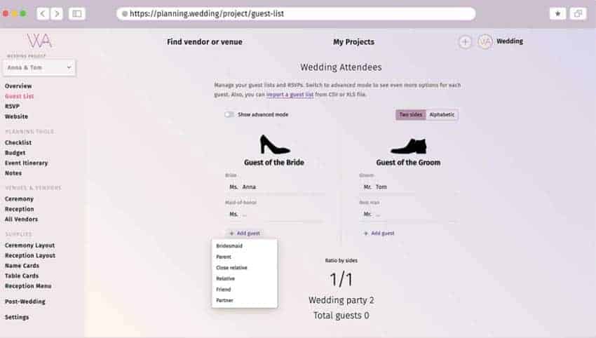 Lista de invitados de boda // Planning Wedding 
