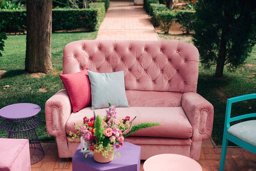 Photocall sofá rosa
