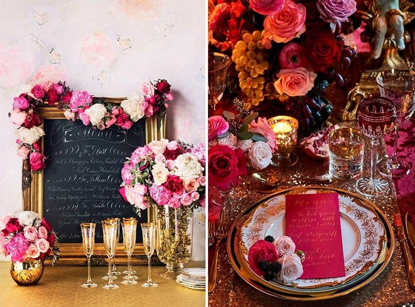 Colores tendencia para bodas: rojo, rosa y oro
