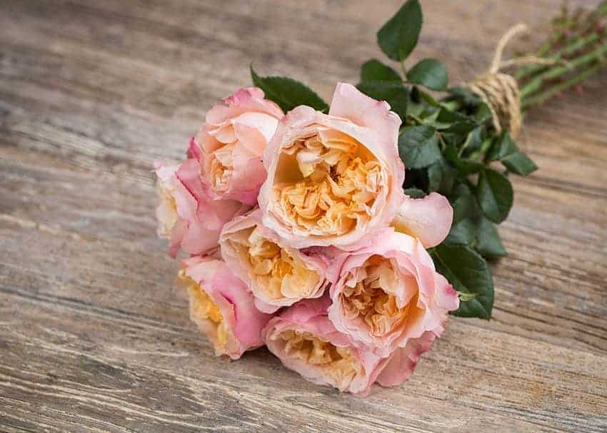 ramos de novias con rosas de jardín