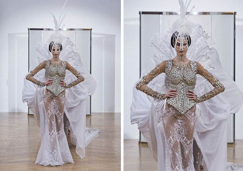 Vestido de novia con transparencias en París Haute couture 