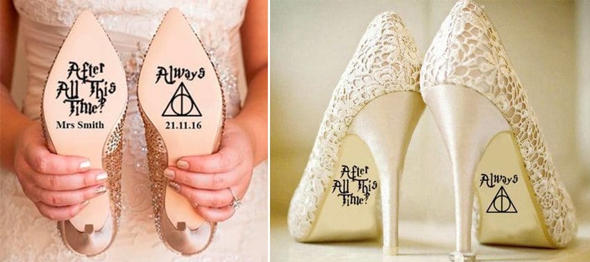 pegatinas de Harry Potter para tus zapatos de novia