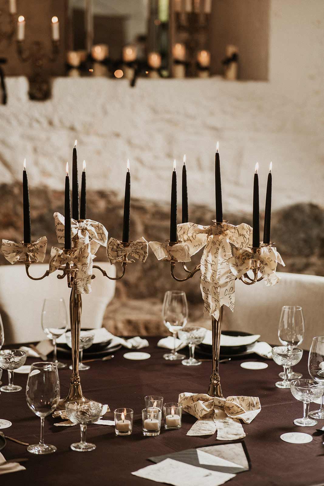 Decoración mesa boda velas