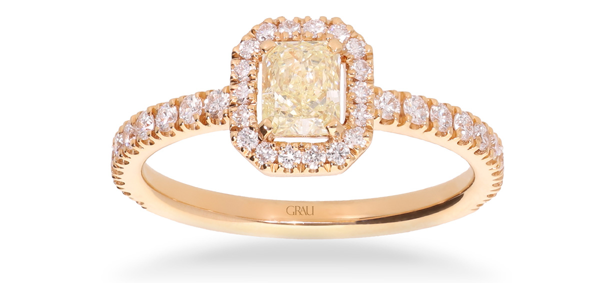 Anillo de compromiso diamantes Fancy