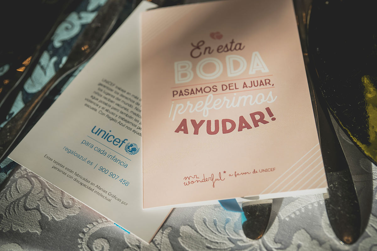 Regalo Azul de UNICEF boda